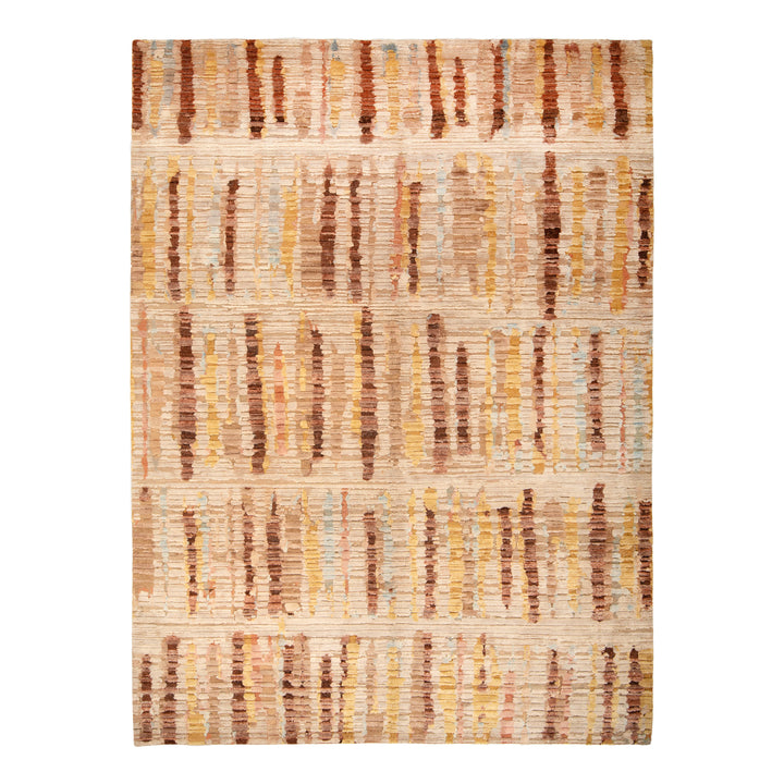 Brown Contemporary Wool Silk Blend Rug - 10'1" x 13'8"