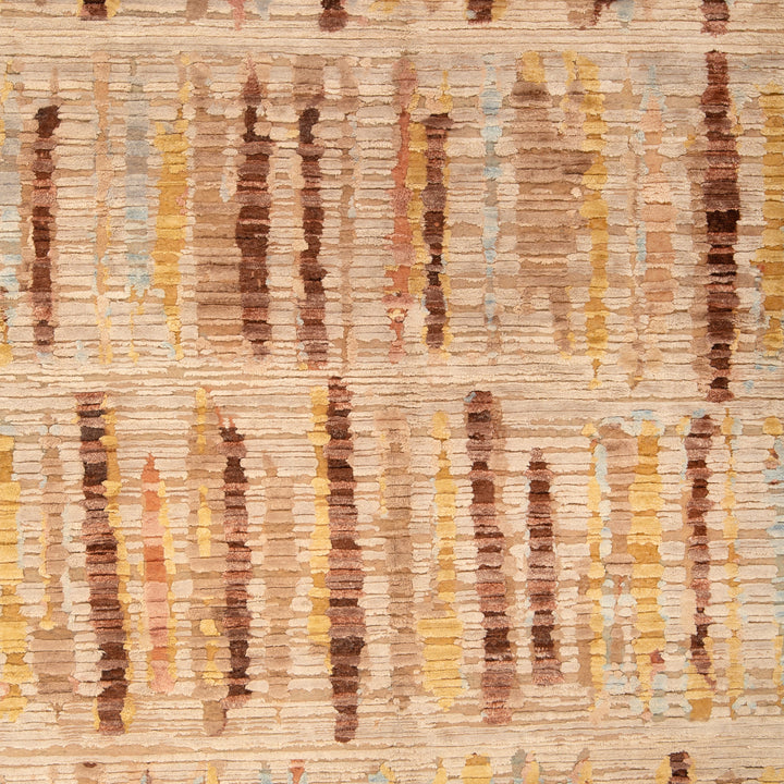 Brown Contemporary Wool Silk Blend Rug - 10'1" x 13'8"