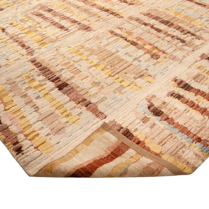 Brown Contemporary Wool Silk Blend Rug - 10'1" x 13'8"