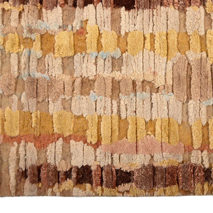 Brown Contemporary Wool Silk Blend Rug - 10'1" x 13'8"