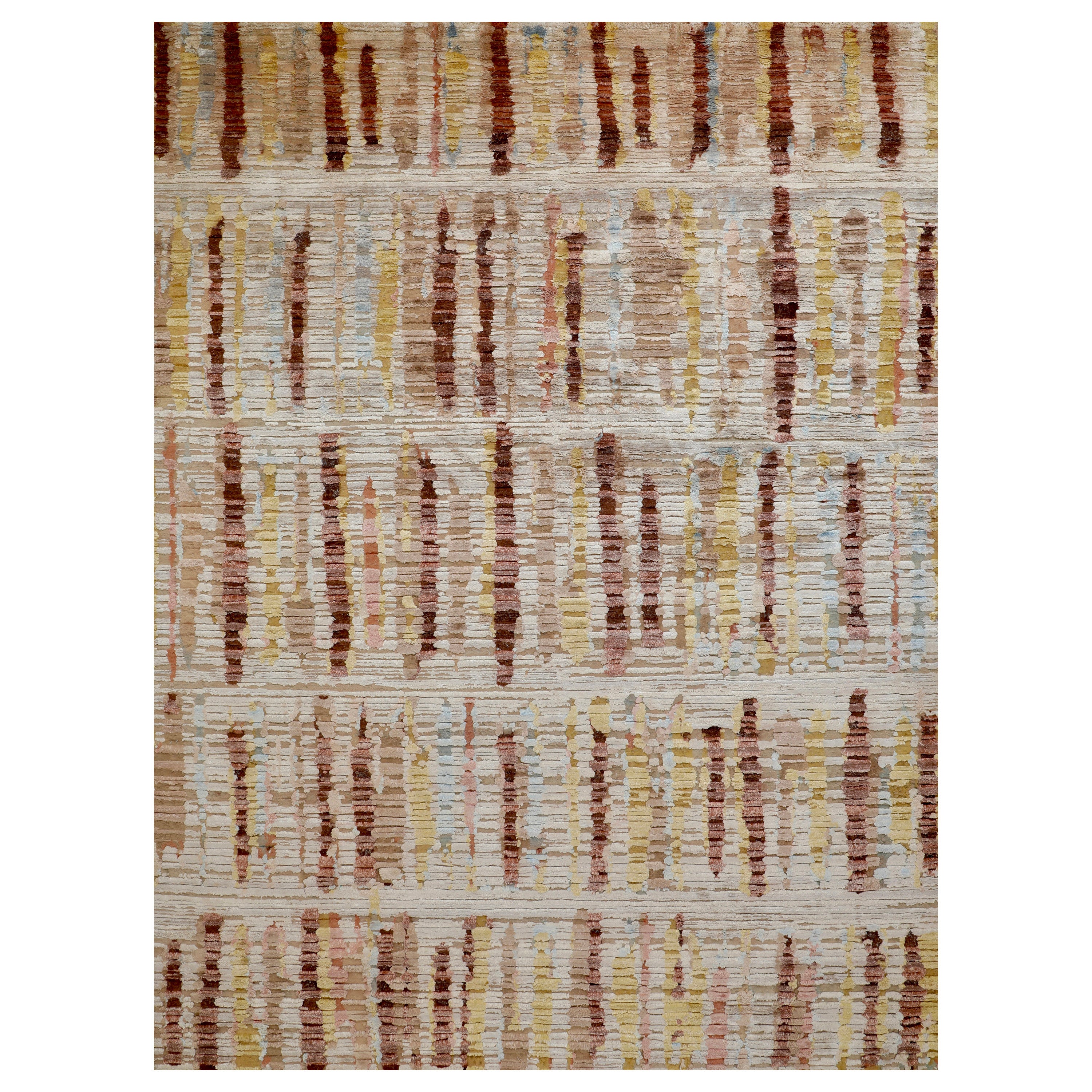 Brown Contemporary Wool Silk Blend Rug - 10'1" x 13'8"