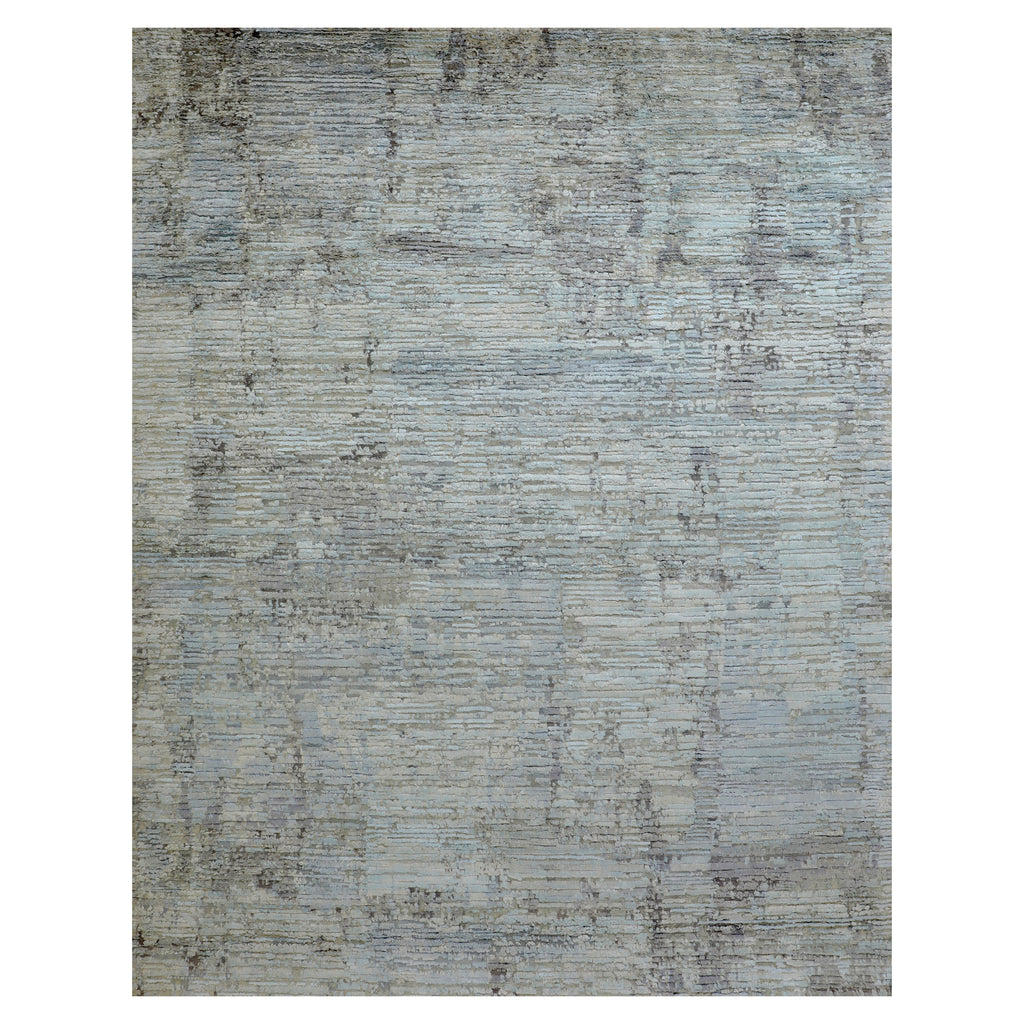 Grey Contemporary Wool Silk Blend Rug 10x14'2"