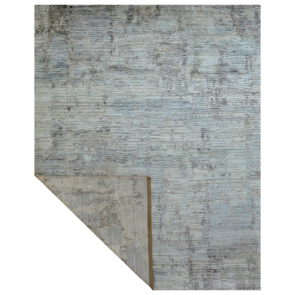 Grey Contemporary Wool Silk Blend Rug 10x14'2"