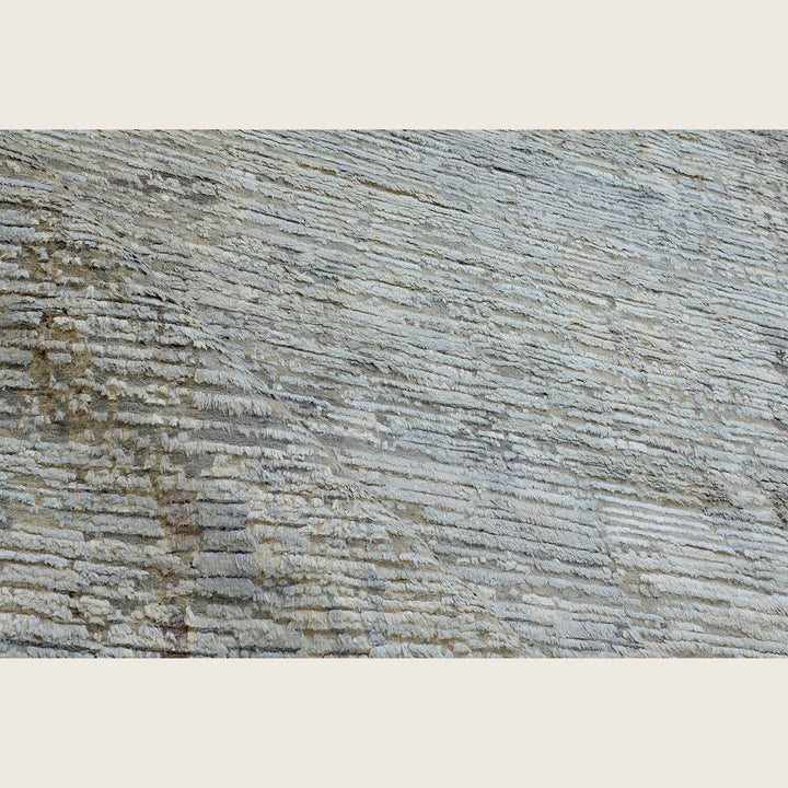 Grey Contemporary Wool Silk Blend Rug 10x14'2"