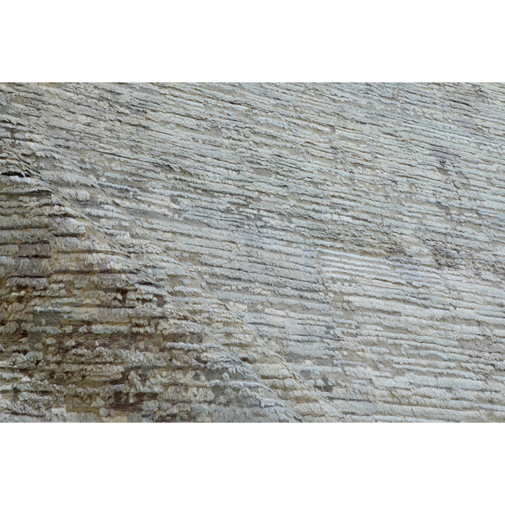 Grey Contemporary Wool Silk Blend Rug 10x14'2"