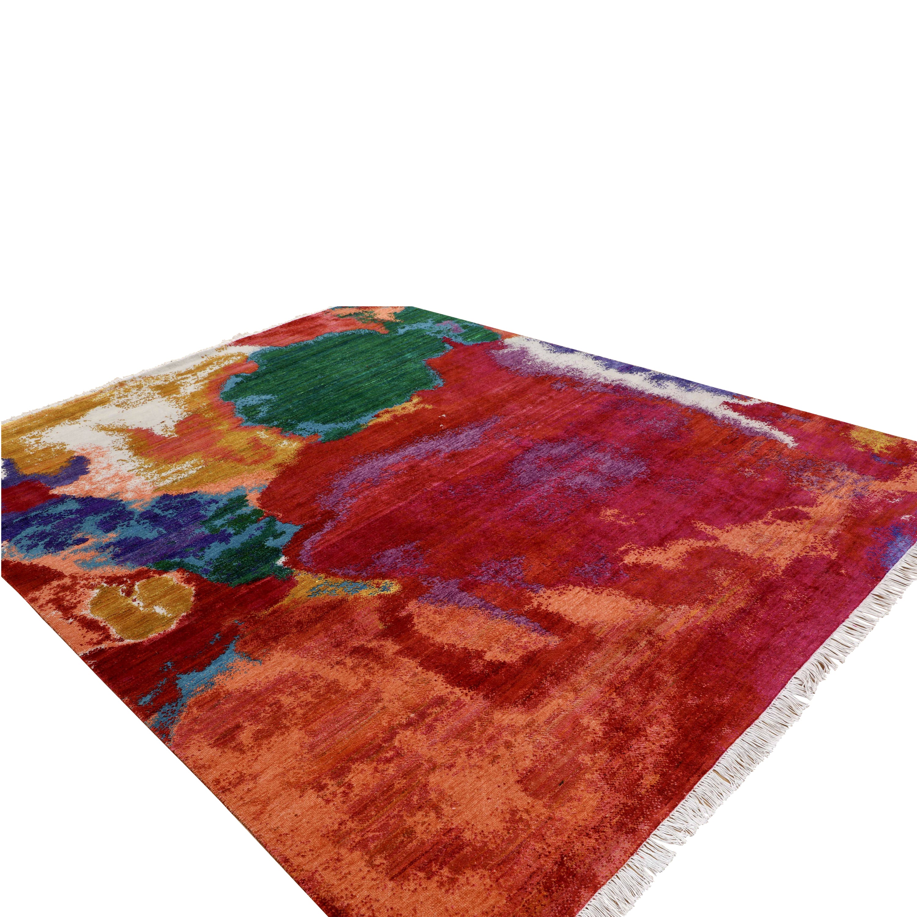 Multicolored Contemporary Wool Silk Blend Rug - 8'1" x 10'1"