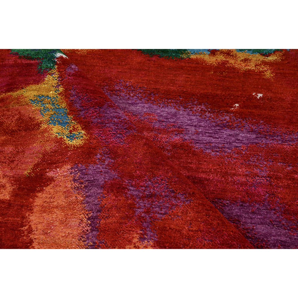 Multicolored Contemporary Wool Silk Blend Rug - 8'1" x 10'1"