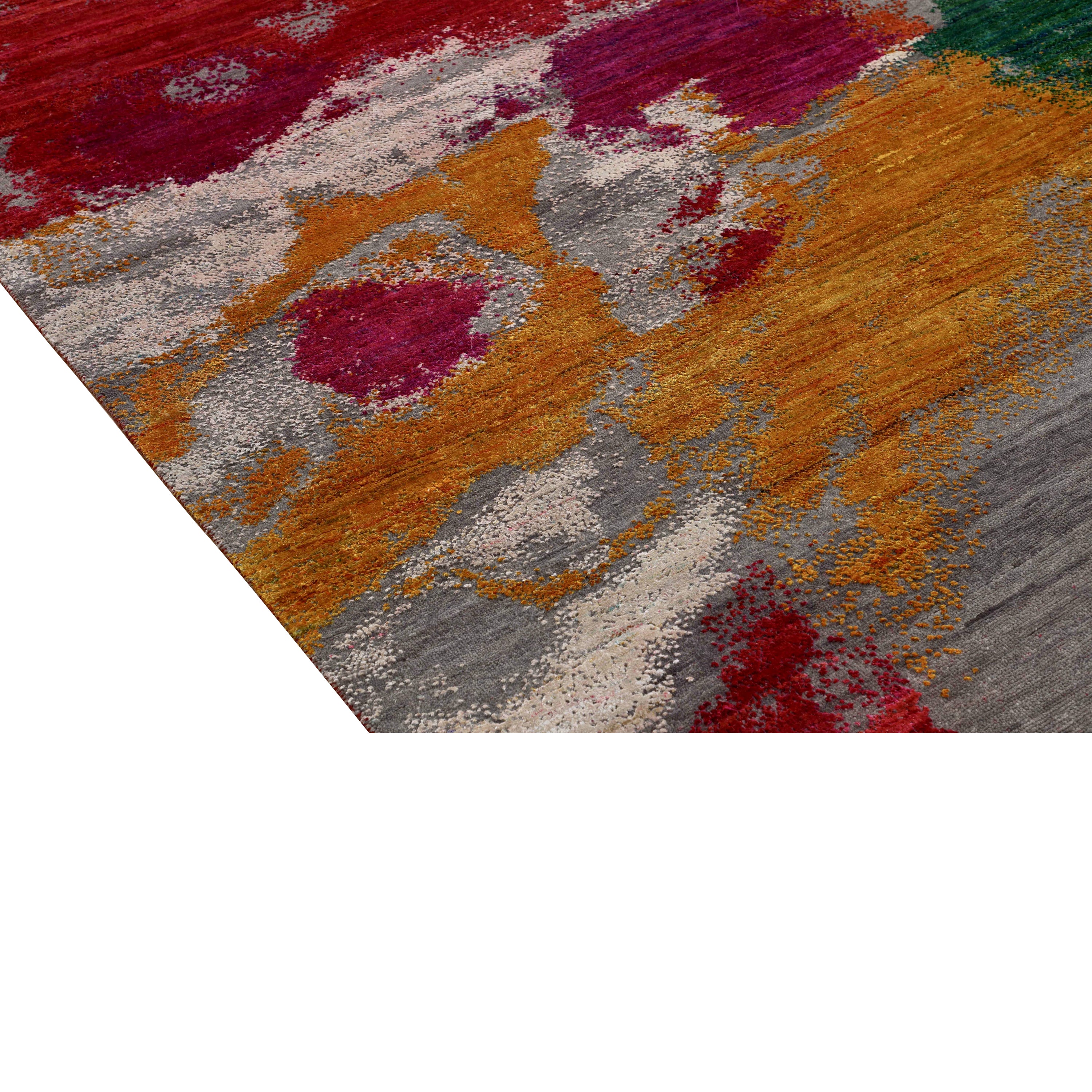 Multicolored Contemporary Wool Silk Blend Rug - 8'0" x 10'1"