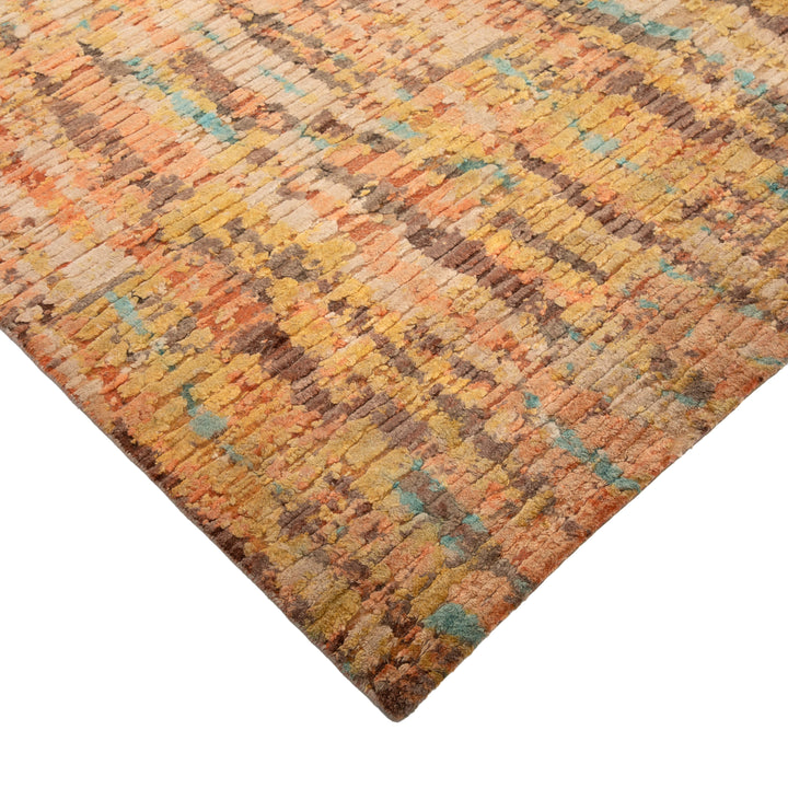 Multicolored Contemporary Wool Silk Blend Rug - 10'2" x 13'10"