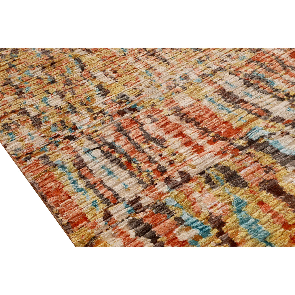 Multicolored Contemporary Wool Silk Blend Rug - 10'2" x 13'10"