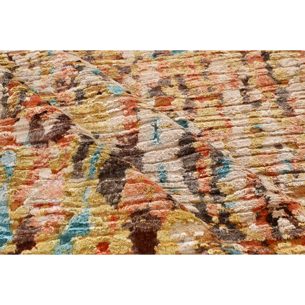 Multicolored Contemporary Wool Silk Blend Rug - 10'2" x 13'10"