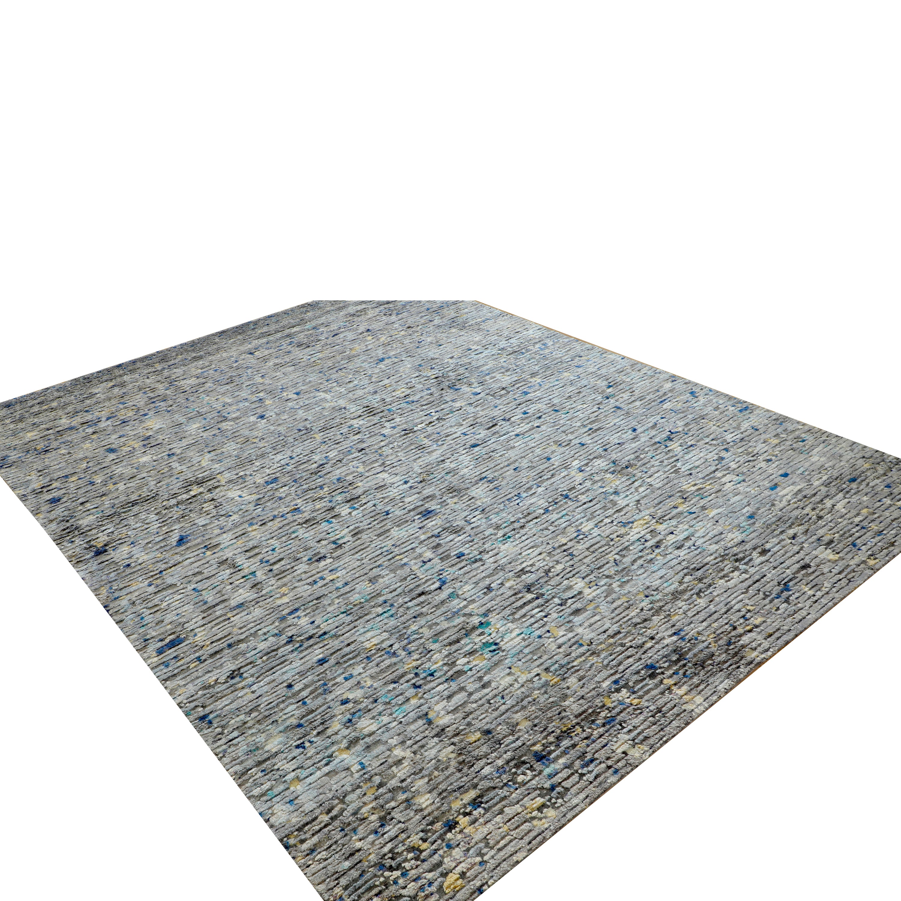 Contemporary Wool Silk Blend Rug Blue / 10x14