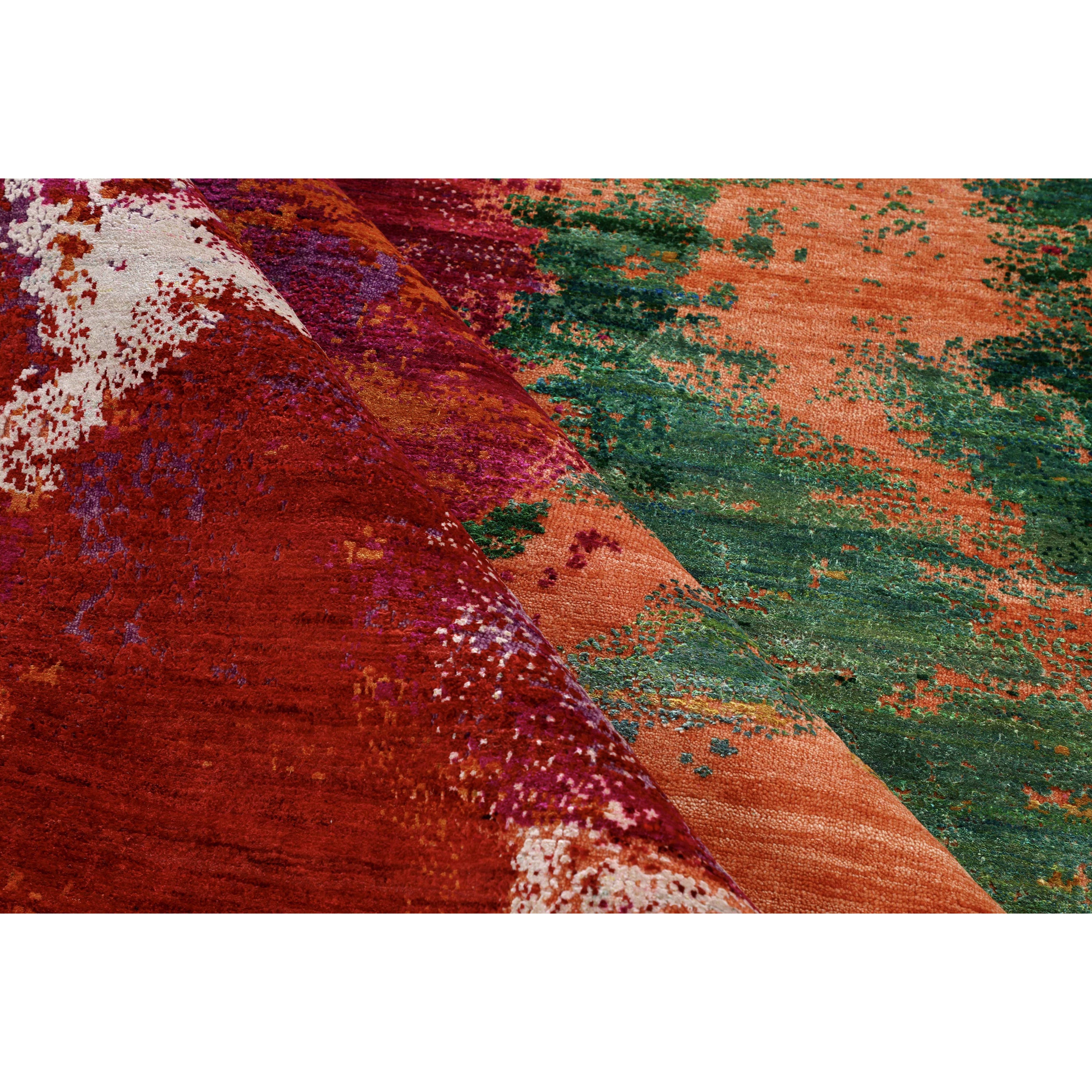 Multicolored Contemporary Wool Silk Blend Rug - 9'2" x 12'3"