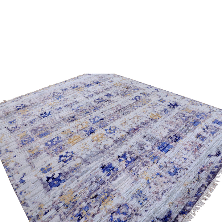 Grey Contemporary Wool Silk Blend Rug 9x12