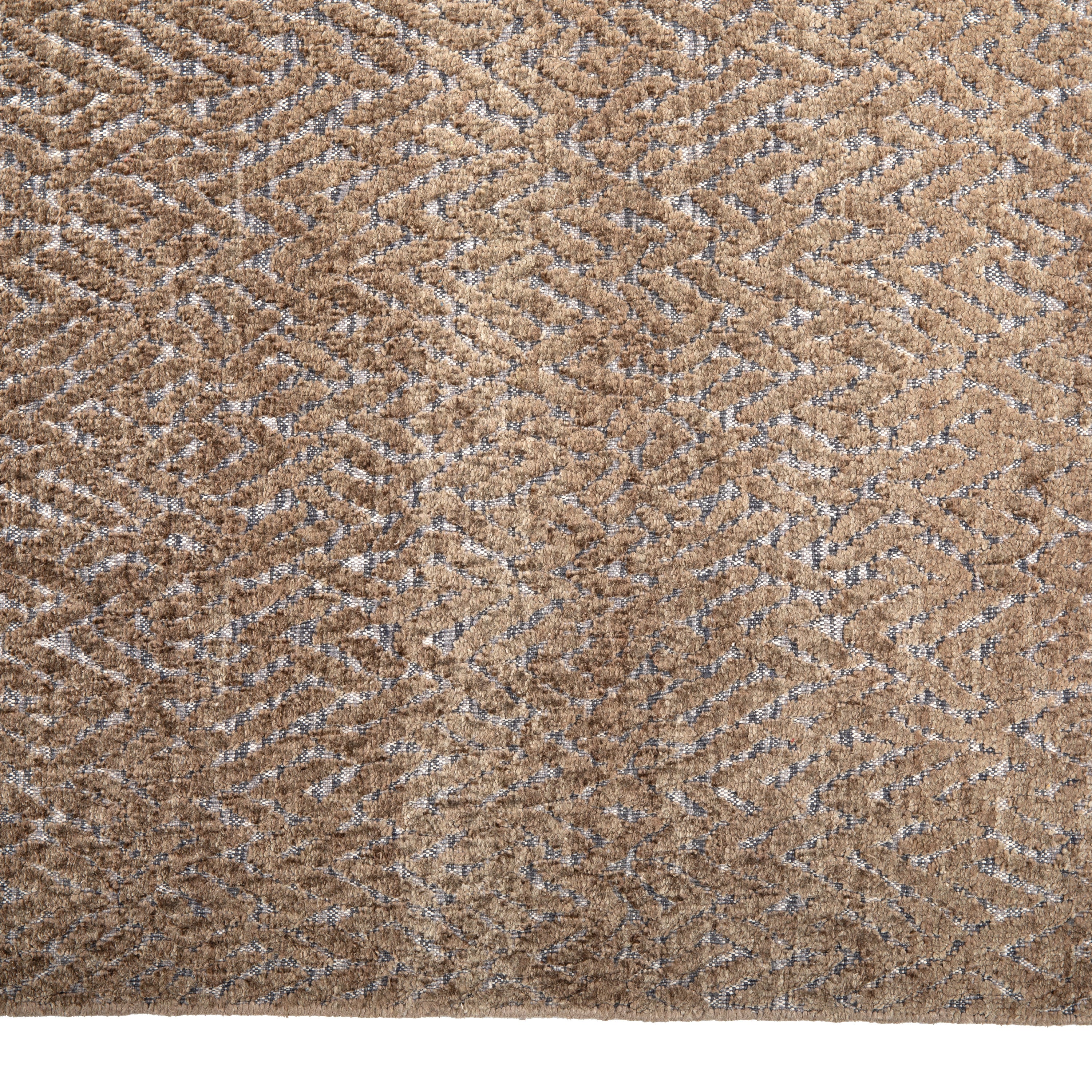 Brown Flatweave Silk Rug  - 9' x 12'