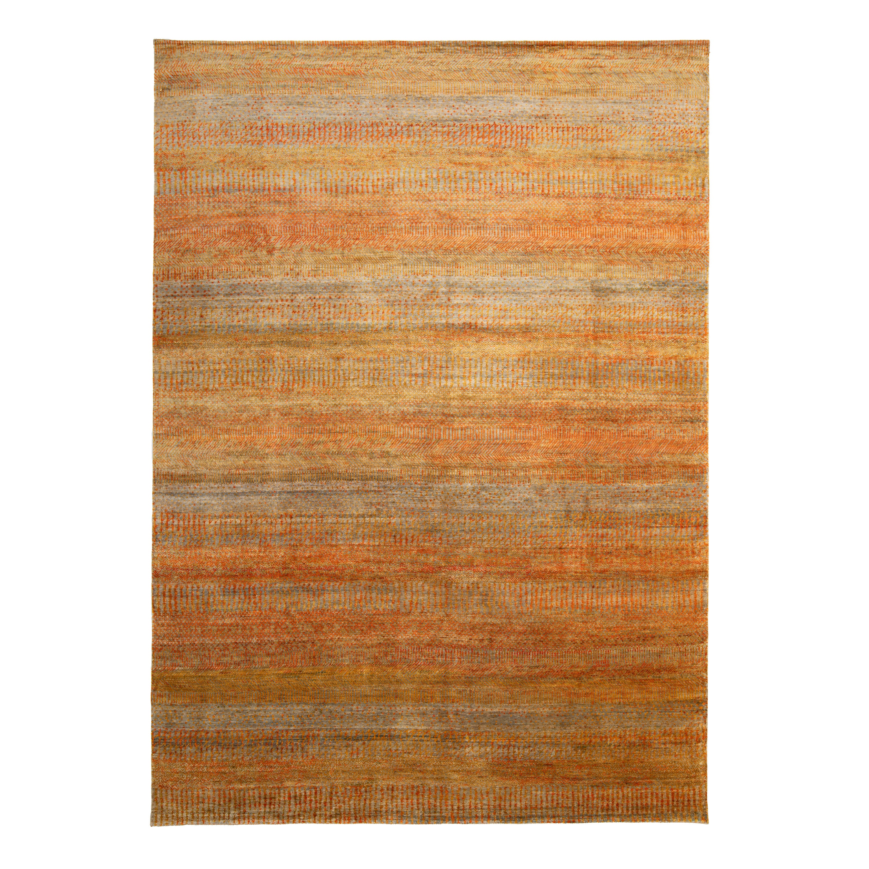 Contemporary Silk Rug Grey Gold / 9x12