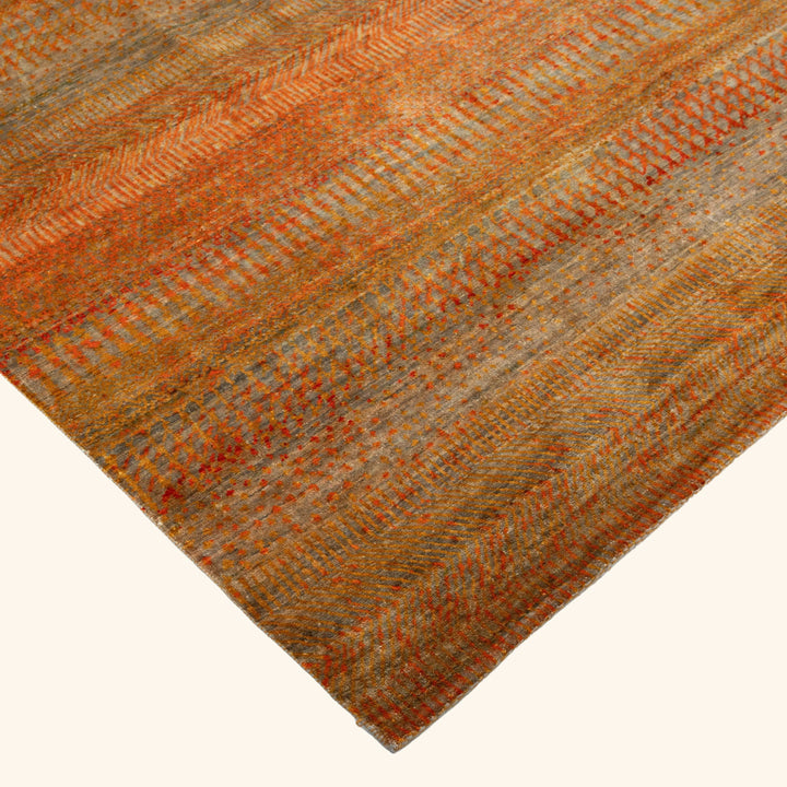 Contemporary Silk Rug Grey Gold / 9x12