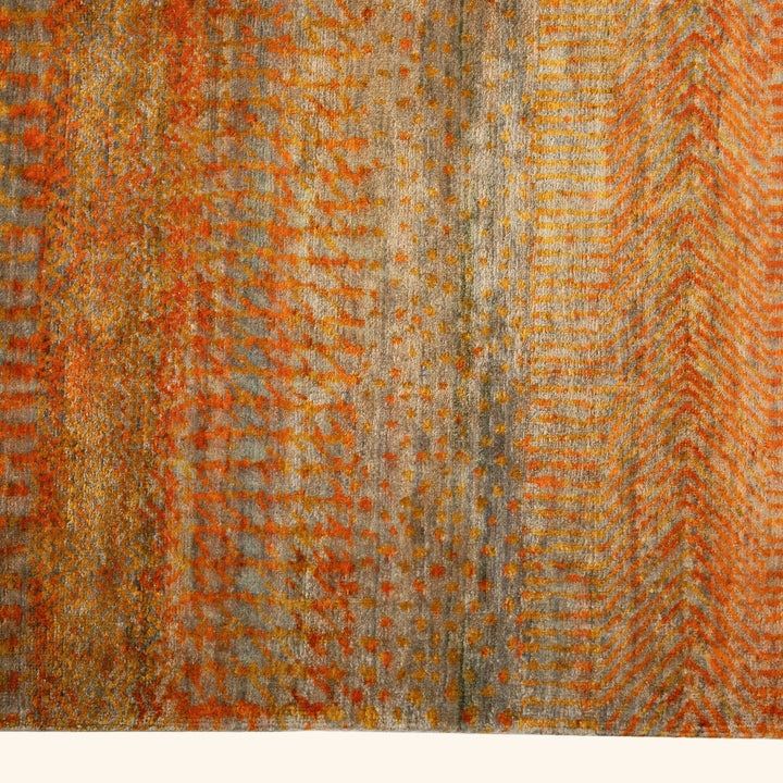 Contemporary Silk Rug Grey Gold / 9x12