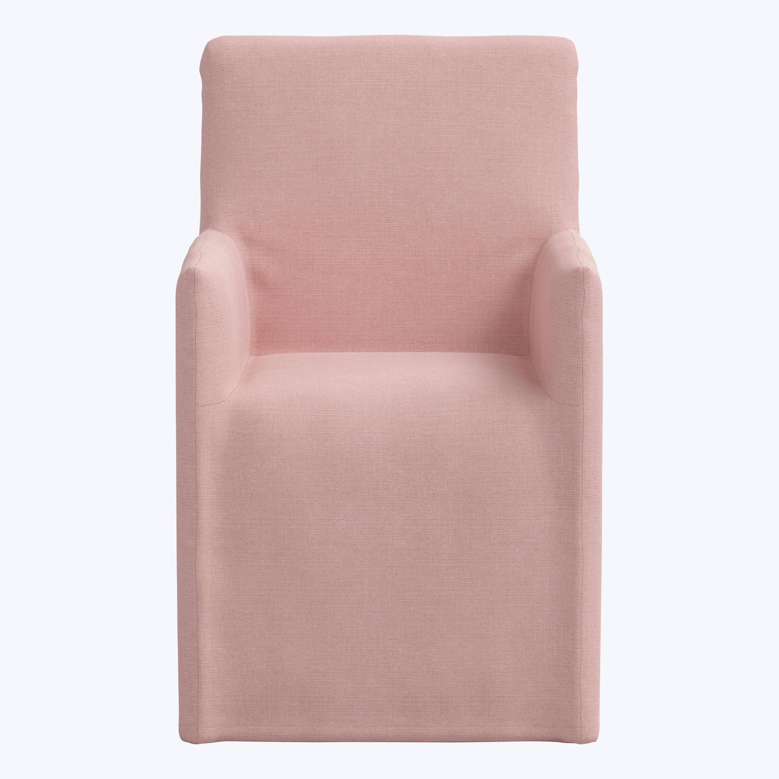 Linen Slipcover Dining Arm Chair Linen Blush