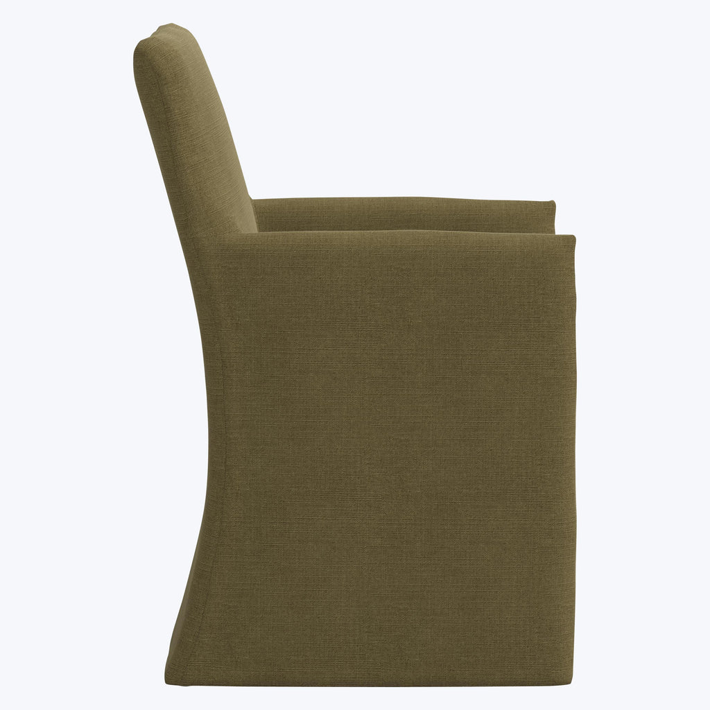 Linen Slipcover Dining Arm Chair Linen Olive