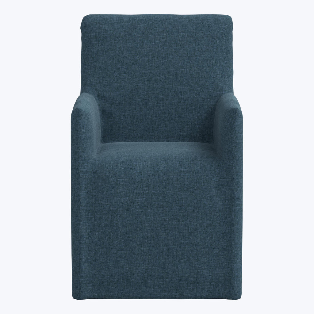 Linen Slipcover Dining Arm Chair Zuma Linen Navy