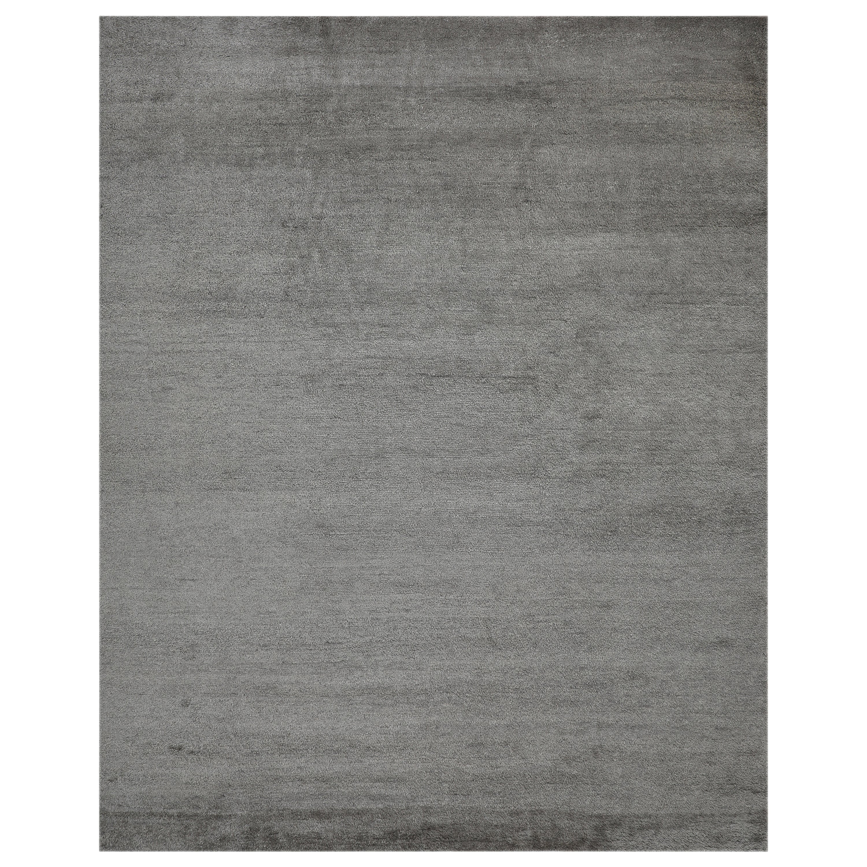 Grey Solid Cashmere Wool Rug - 8' x 10'