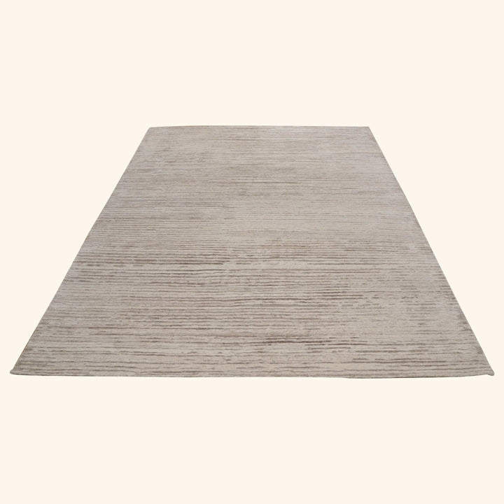 Beige Contemporary Wool Linen Nettle Blend Rug - 8'1" x 10'