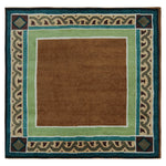 Green + Brown Traditional Wool Rug - 8' x 8'5"