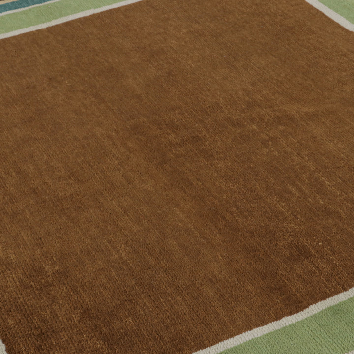 Green + Brown Traditional Wool Rug - 8' x 8'5"