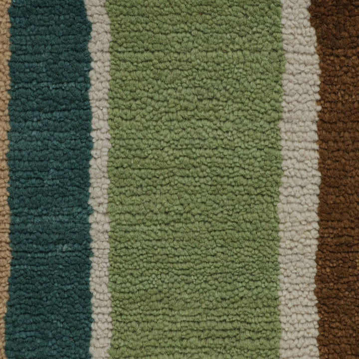 Green + Brown Traditional Wool Rug - 8' x 8'5"