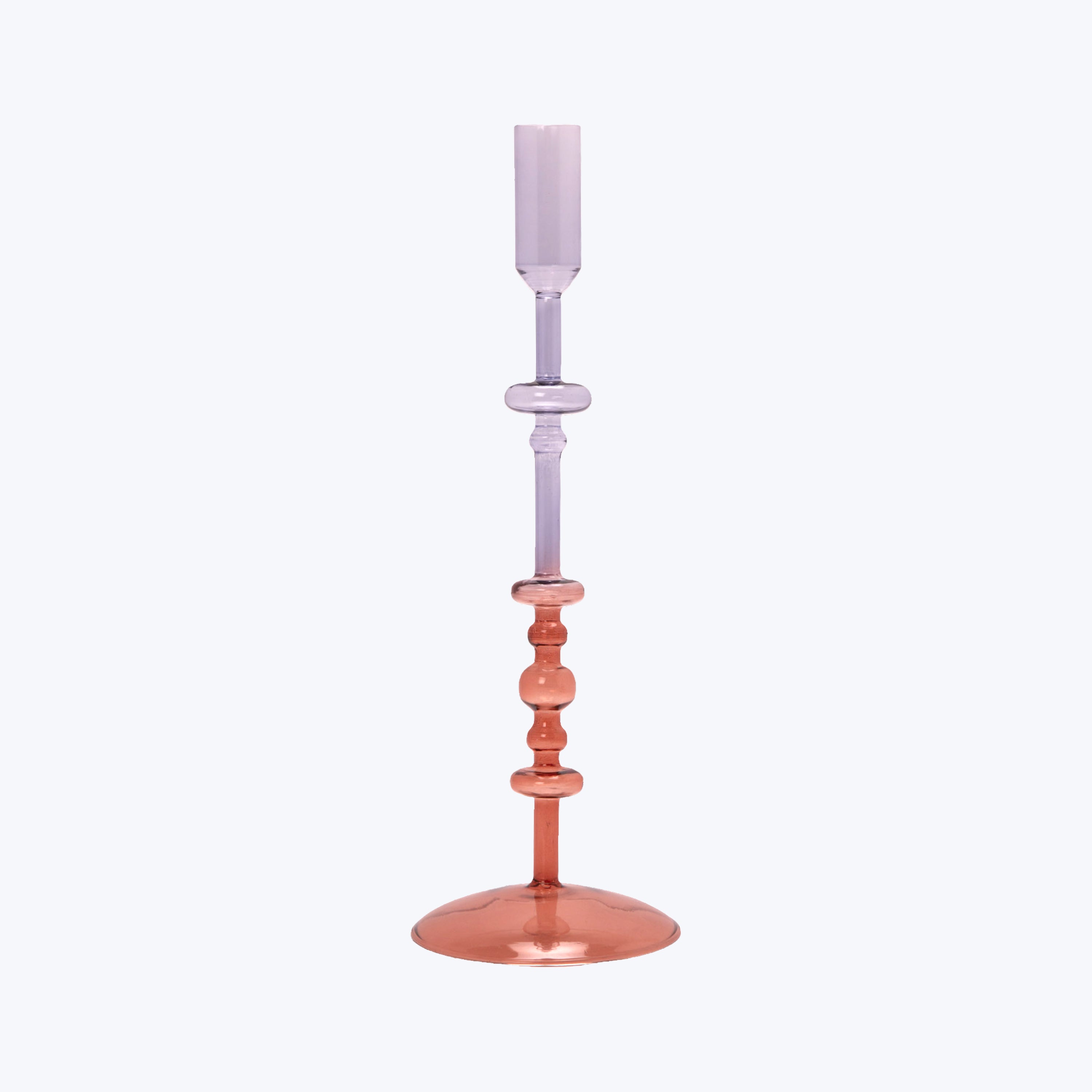 Ombré Ornamental Glass Candlestick Purple/Burgundy