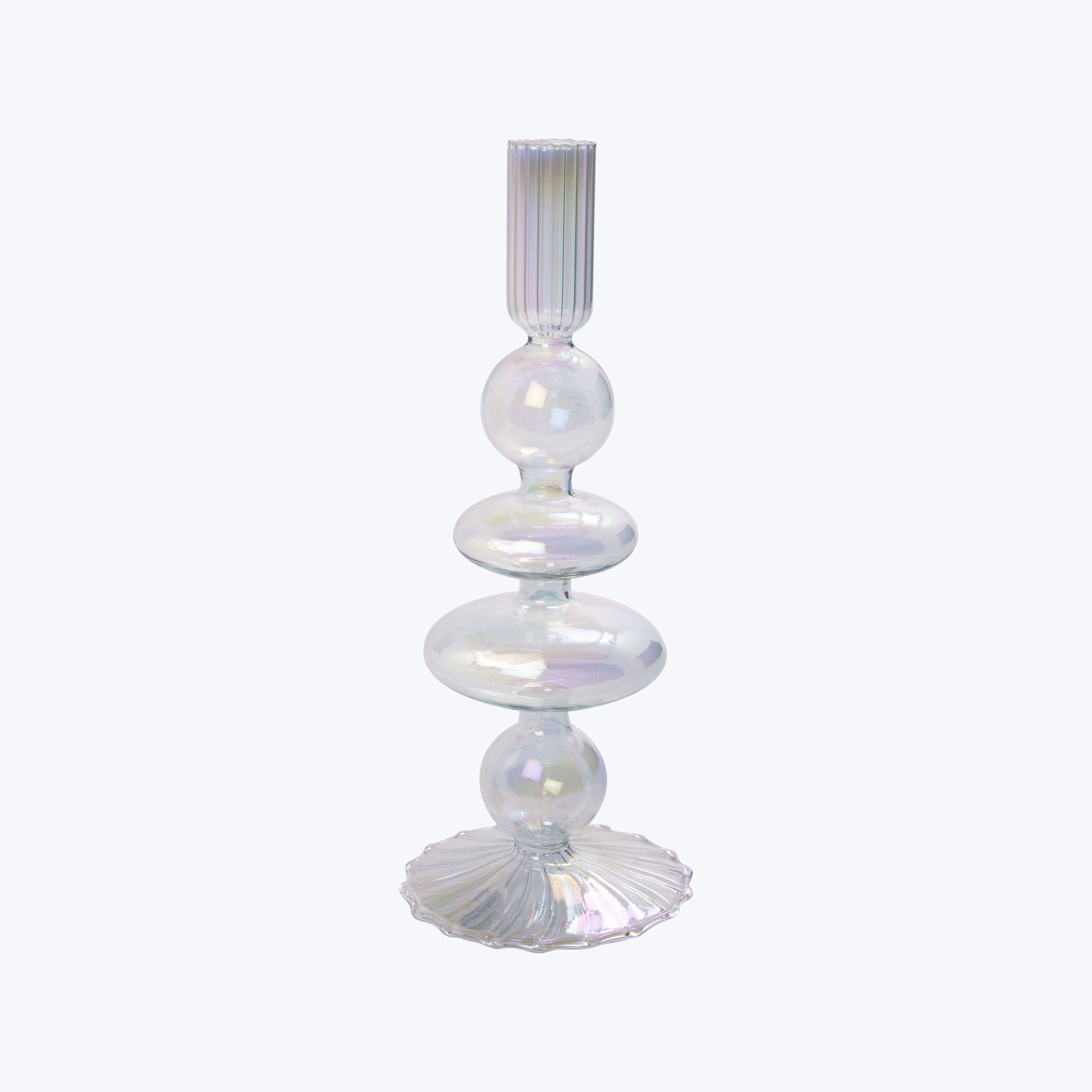 Short Ombré Ornamental Glass Candlestick Rainbow