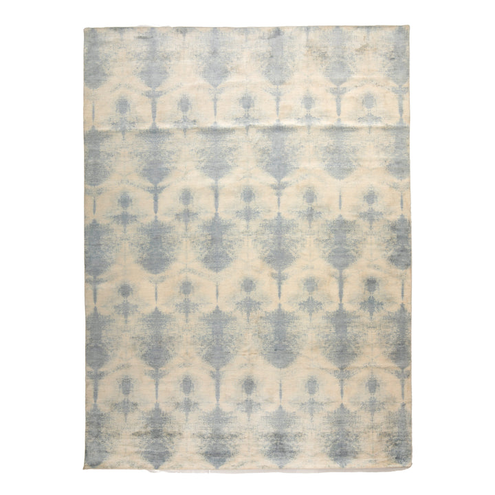 Blue Contemporary Silk Wool Blend Rug - 9' x 12'2"
