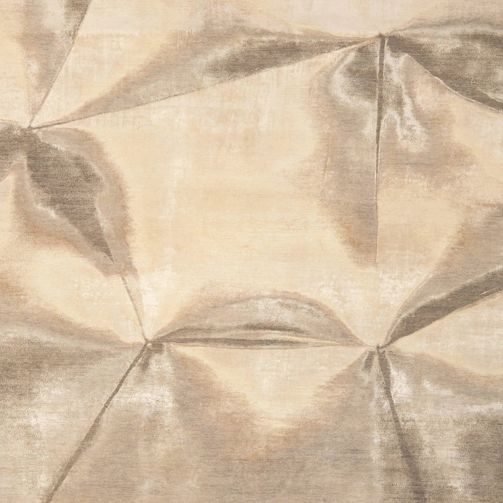 Beige Grey Contemporary Silk Wool Blend Rug - 8'11" x 12'