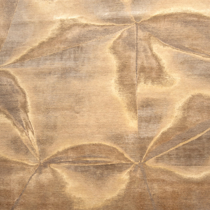 Brown Contemporary Silk Wool Blend Rug - 9' x 12'