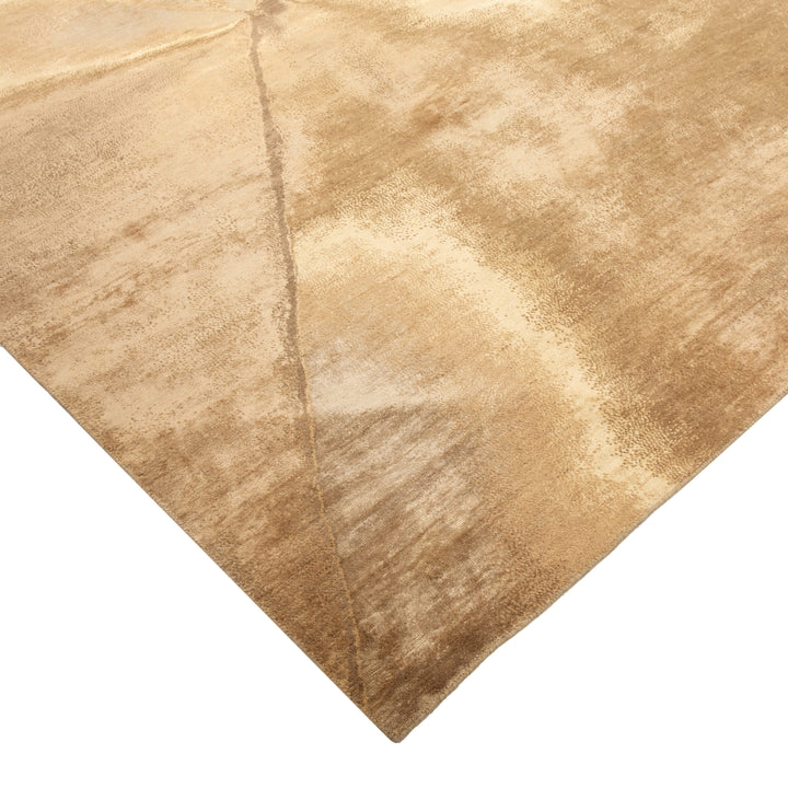 Brown Contemporary Silk Wool Blend Rug - 9' x 12'