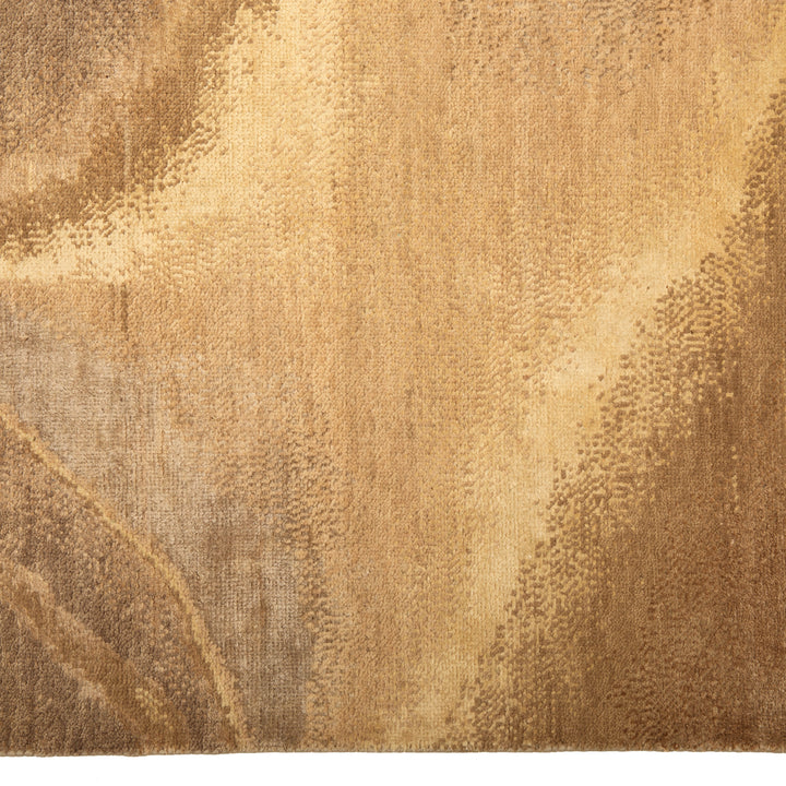 Brown Contemporary Silk Wool Blend Rug - 9' x 12'