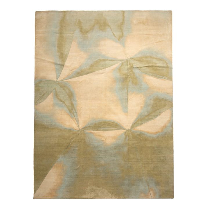 Green Contemporary Silk Wool Blend Rug - 8'11" x 12'1"