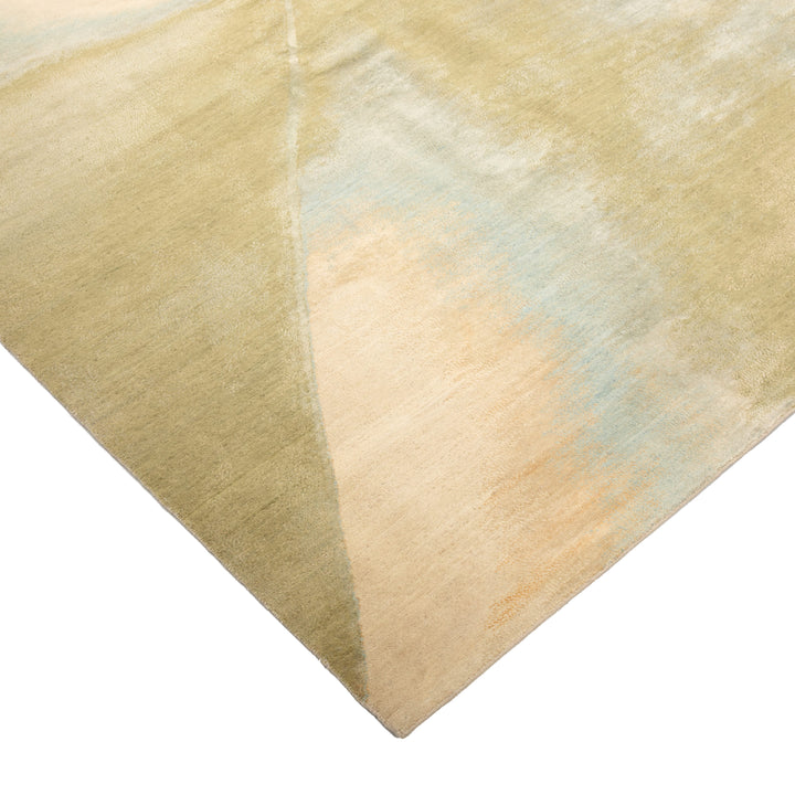 Green Contemporary Silk Wool Blend Rug - 8'11" x 12'1"