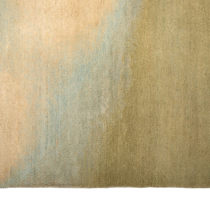 Green Contemporary Silk Wool Blend Rug - 8'11" x 12'1"