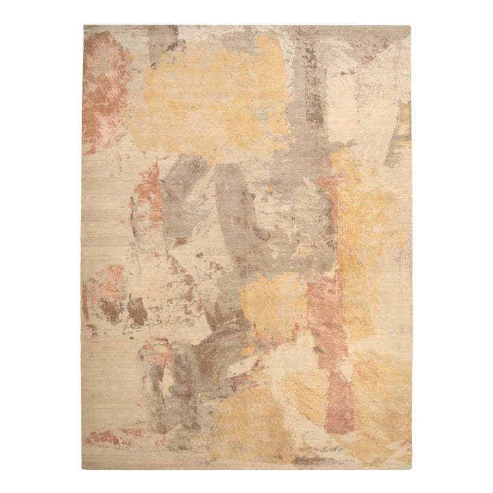 Grey Contemporary Silk Wool Blend Rug - 9'11" x 13'11"