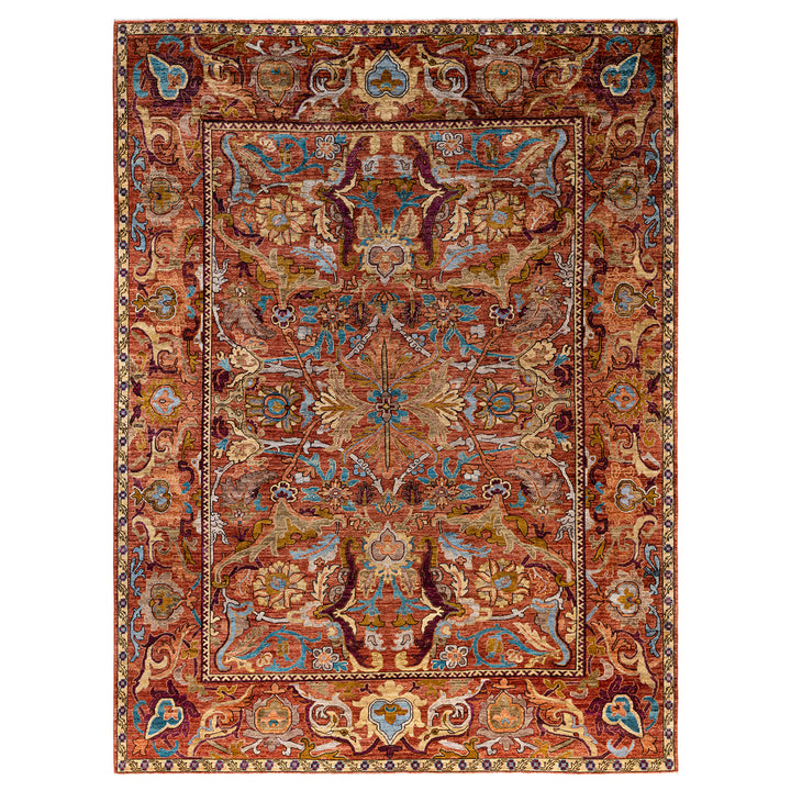 Red Traditional Wool Rug - 8'11" x 11'11"