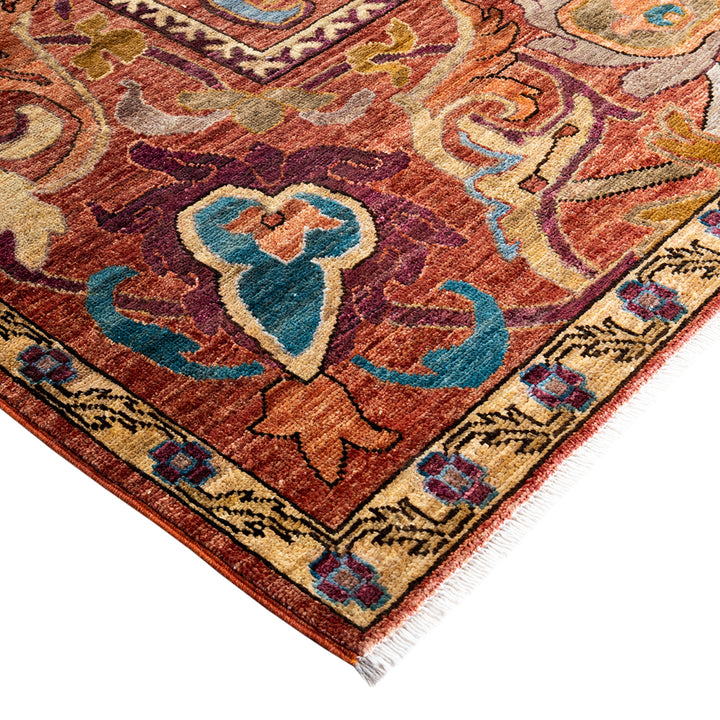 Red Traditional Wool Rug - 8'11" x 11'11"