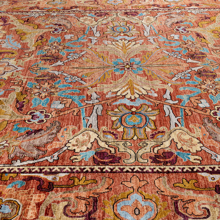 Red Traditional Wool Rug - 8'11" x 11'11"