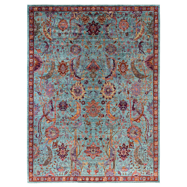 Green Traditional Wool Rug - 8'10" x 12'2"