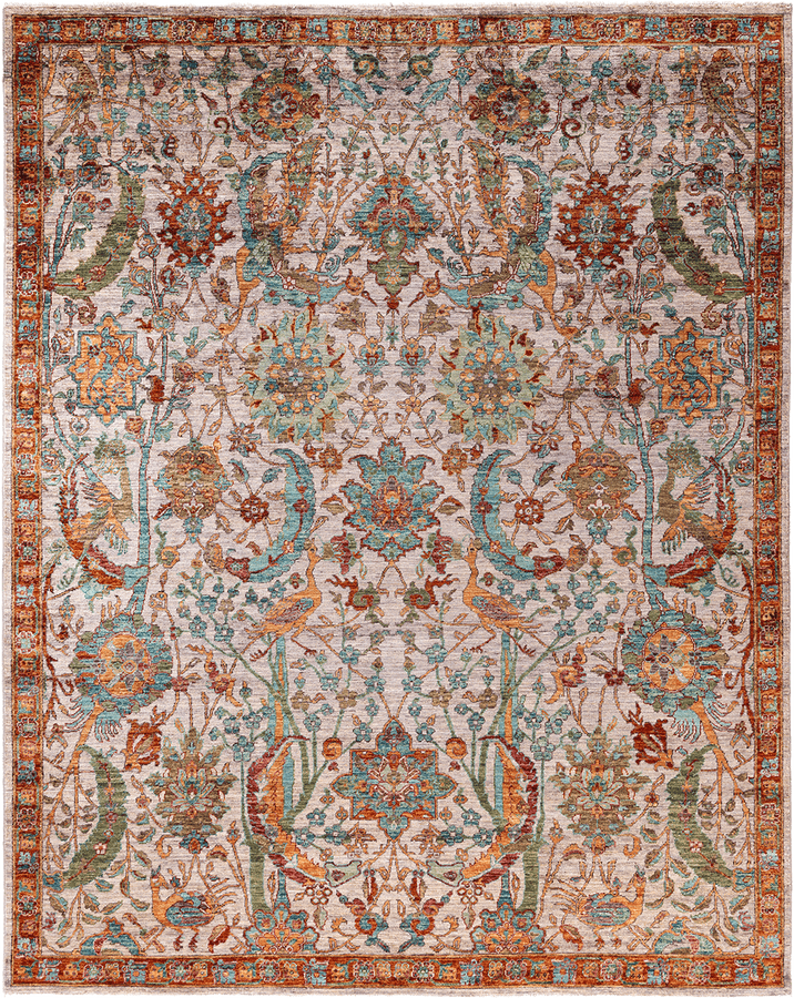 Orange Traditional Wool Rug - 8'1