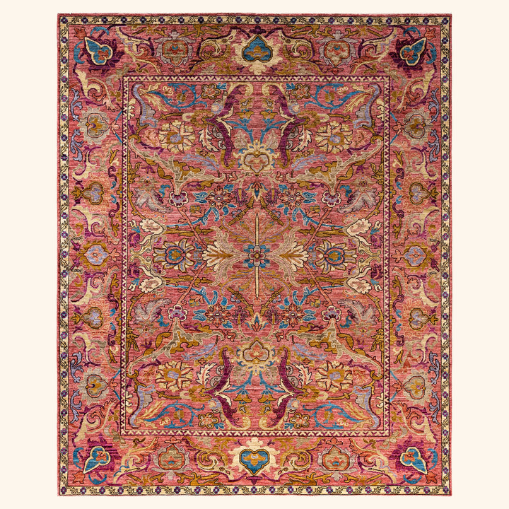 Pink Traditional Wool Rug - 8' x 9'9"