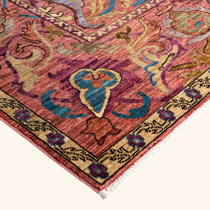 Pink Traditional Wool Rug - 8' x 9'9"