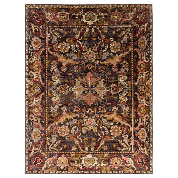 Brown Traditional Wool Rug - 9' x 11'11"