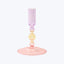 Three-Tone Ombré Ornamental Glass Candlestick Pink/Yellow/Purple